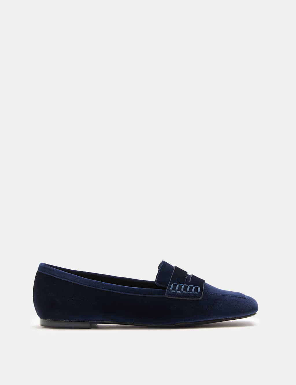 Velvet Flat Square Toe Loafers